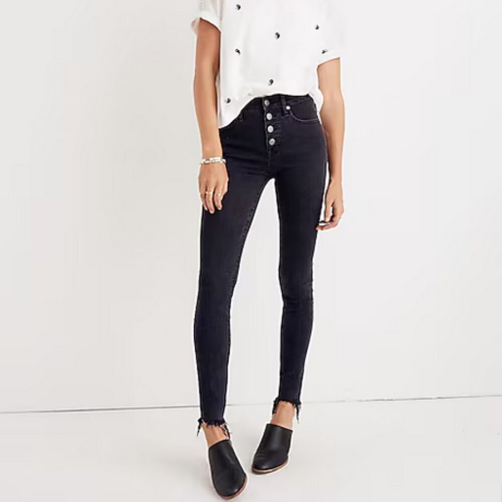 Madewell 9” High-Rise Skinny Button Front Jeans in Berkeley Black Size 27